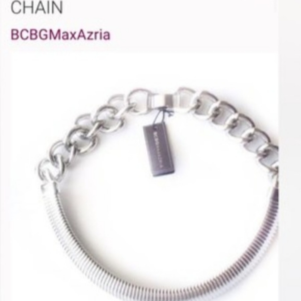 BCBGMAXAZRIA Silver Gaspipe Large Industrial Chain Link Necklace - Picture 9 of 16